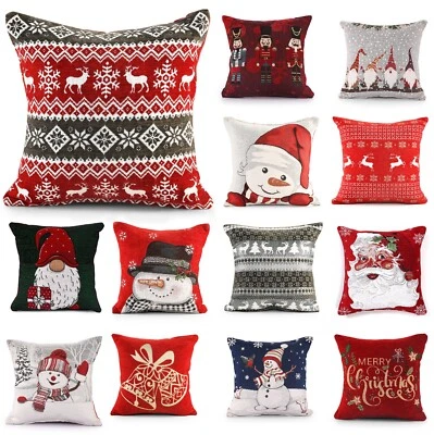 Christmas Chenille Cushion Covers Festive Scatter Cushion Nordic Home Winter - Image 1 of 2
