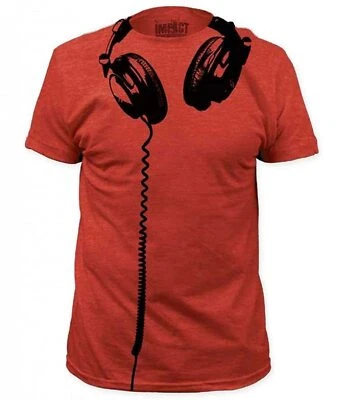 Adult Heather Red Music DJ Artist Headphones Around Neck T-Shirt Tee - Image 1 of 2