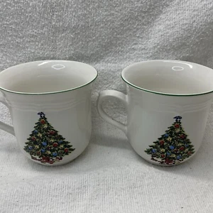 2 tazas de café vintage Alco Industries árbol de Navidad taza de té 3" repuesto - Imagen 1 de 5
