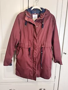 Seasalt Cornwall 3 Season Coat Polperro Size 12 Burgundy With Button Out Lining - Picture 1 of 16