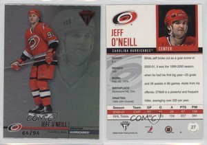 2001-02 Pacific Private Stock Titanium Red /94 Jeff O'Neill #27