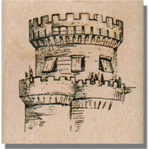 Sello de goma de madera, castillo, caballero, edificio, medieval, reina, príncipe, princesa, sm - Imagen 1 de 3