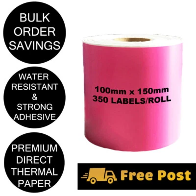 Pink Direct Thermal Labels 100x150mm eParcel 4x6 Shipping Address Label 350/Roll - image 1 of 3