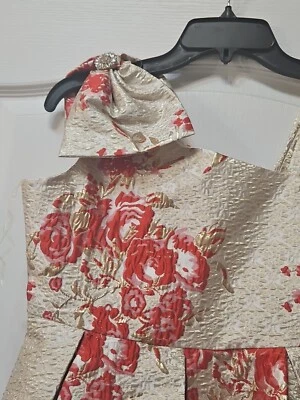 Vestido de festa feminino de edições raras --Lindo-- (dourado e vermelho) tamanho 14 - Imagem 1 de 4