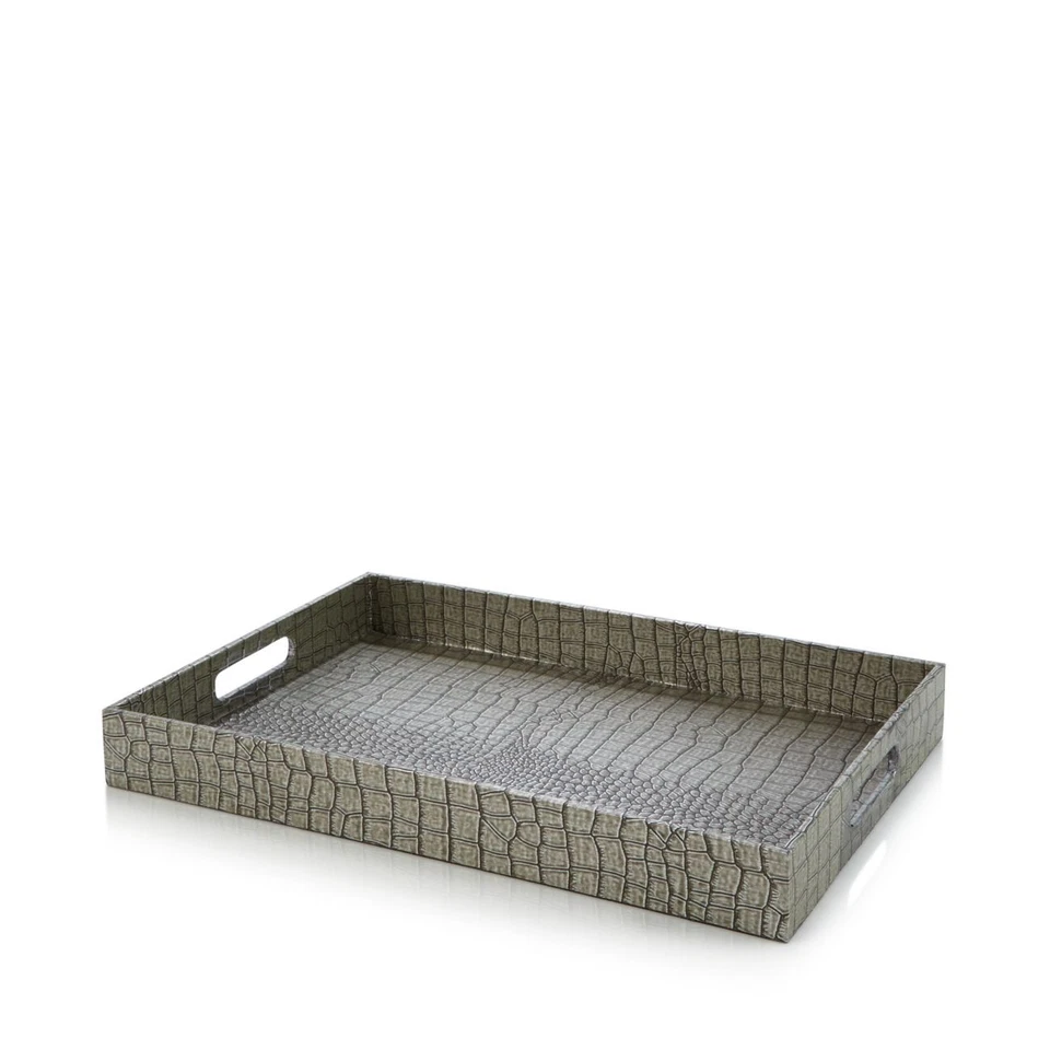 Home Essentials & Beyond 18 inch Croco Embossed Tray (Gun Metal) - Image 1 of 1