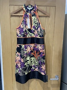 Diamond By Julien Macdonald Sleeveless Dress Purple Orange Flowers 10 Bnwt New - Picture 1 of 6