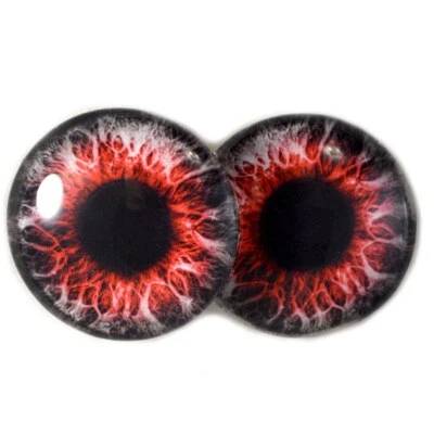 Par de cabujones rojos negros ojos de cristal de demonio joyas muñecas taxidermia espalda plana Foto 1 de 4