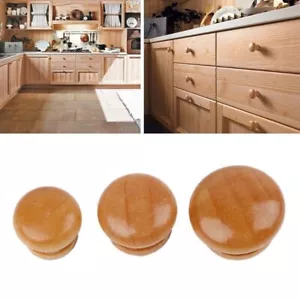 GENUINE PINE WOOD DOOR/DRAWER/CUPBOARD KNOB HANDLE Drilled Plain Natural Wooden - Picture 1 of 6