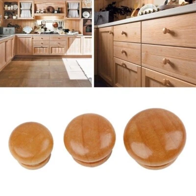 GENUINE PINE WOOD DOOR/DRAWER/CUPBOARD KNOB HANDLE Drilled Plain Natural Wooden - Image 1 of 4