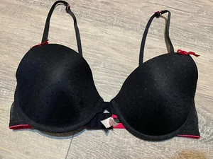Xhilaration Black T-Shirt Convertible Push-Up Plunge Bra Pink Lining Size 36C - Picture 1 of 5