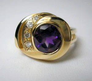 1.35 ct Natural Amethyst & Diamonds 14KY Solid Gold Custom Ring Was $1,195 Video - Picture 1 of 11