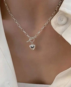 925 Sterling Silber Halskette mit Liebe Anhänger - Bild 1 von 5