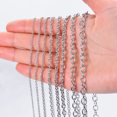 Lote de 5 metros de 4 mm de acero inoxidable redondo Rolo cadenas de alambre joyería hallazgos marcado Foto 1 de 3