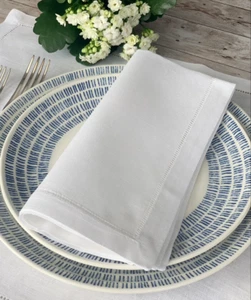 0ne 50x50cm 100% Leinen Hohlsaum SERVIETTE Tischwäsche 4cm Rand - Bild 1 von 1