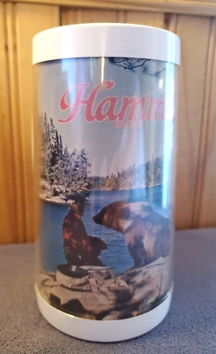 Taza de plástico vintage Hamm’s Beer, taza de plástico rocas sentadas hombre y oso pardo Foto 1 de 4