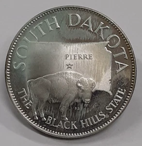 1969 Franklin Mint .925 Silver Round/Stato del South Dakota - 14 grammi P-L con PVC - Foto 1 di 2