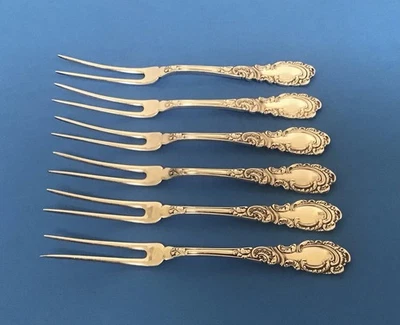 6 Antique 1895 ALDINE Strawberry Or Lemon Forks ~ Rogers & Hamilton Silverplate - Image 1 of 4