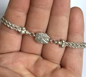 Victorian Albertina 925 Silver Rope Bracelet Antique π΄π’π‘ - Picture 1 of 6