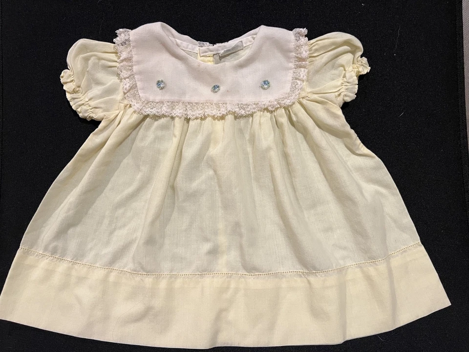 Vintage Nannette Baby Dress Yellow Lace Trim - Image 1 of 3