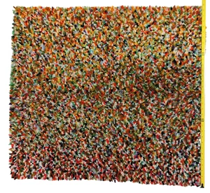 Vintage Retro 70er handgefertigt bunt gesprenkelt Konfetti Riegel Haken Bereich Teppich 36x33 - Bild 1 von 11