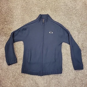 Vintage Mens Oakley Zippered Sweater Large Navy Blue - Picture 1 of 6