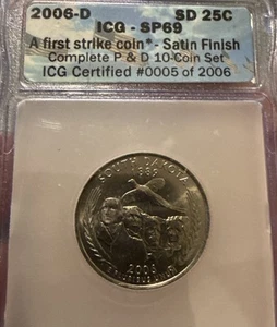 2006-D South Dakota State Quarter ICG SP-69 First Strike Satin Finish #5 of 2006 - Picture 1 of 5