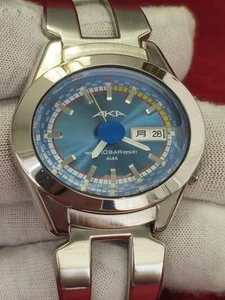 ALBA AKA (Seiko)Men's Day Date Blue Dial Quartz Watch 42mm V743-5A10 Read! - Picture 1 of 13