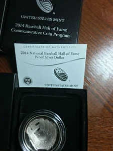 2014 Baseball Hall of Fame Proof $1 Silver Dollar - Picture 1 of 2
