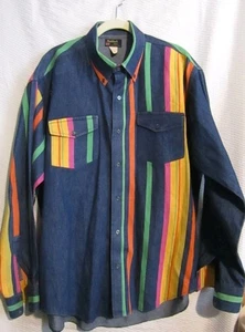 Vintage Ruddock Bros Western Denim Langarm Hemd mit Knöpfen Größe XL Made In USA - Bild 1 von 8