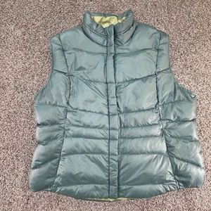 Eddie Bauer Premium Goose Down Full Zip Puffer Vest Green Women’s Size XL - Picture 1 of 5