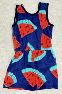 Tea Collection Girls Navy Watermelon Wrap Reversible Romper New Size 5 - Picture 1 of 3