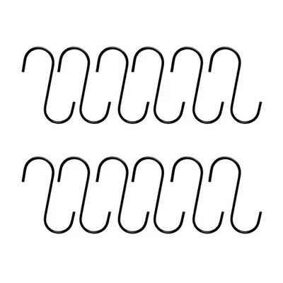 12 Pcs Stainless Steel S Shaped Hook Black Hanging Hooks for Kitchen Bathroom - Image 1 of 4