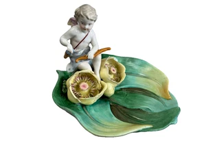 KPM - Antiguo cuenco de porcelana con figura Amor ángel putto flor - Imagen 1 de 12