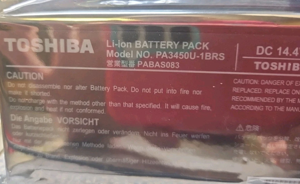 Batería Toshiba Li-Ion Modelo # PA3450U -1BRS DC 14.4V 2000mah Foto 1 de 4