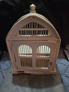 Jaula para pájaros vintage de madera y metal estilo victoriano desgastado (estado original) - Imagen 1 de 19