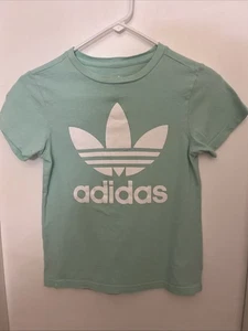 Girl’s Adidas Mint Green T-shirt Size S (7/8) Short Sleeves 100% Cotton - Picture 1 of 4