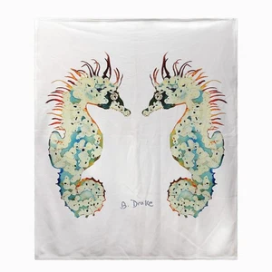 Betsy Drake Betsy's Seahorses on White Throw - Imagen 1 de 1