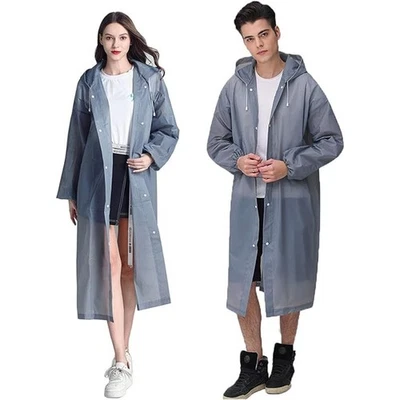 Impermeable para adultos Hombres Mujeres Niños Abrigo de lluvia Chaqueta impermeable con capucha Poncho Prendas para la lluvia Foto 1 de 4
