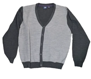 Cutter & Buck Sweater Mens 2XT Gray Black Cardigan Grandpacore Academia Preppy - Picture 1 of 6