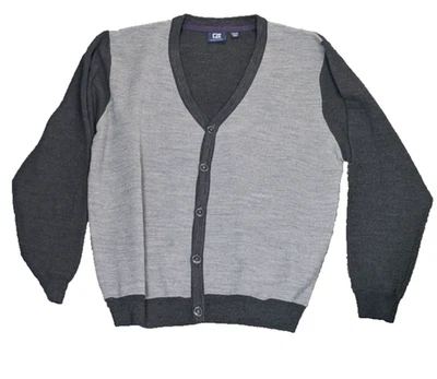 Cutter & Buck Sweater Mens 2XT Gray Black Cardigan Grandpacore Academia Preppy - Image 1 of 4