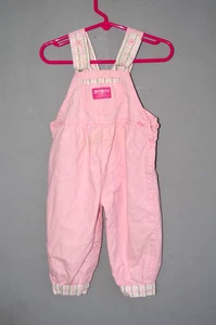 Vintage OshKosh B'Gosh Vestbak Rare Pink Floral Overalls 12 mos. 90s USA VGUC - Picture 1 of 5