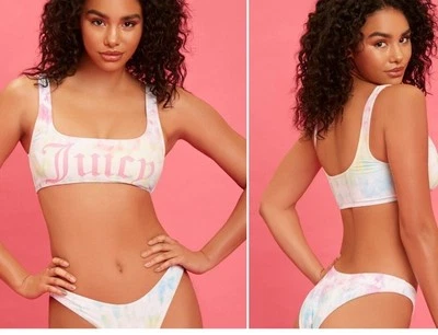 Juego de Bikini Juicy Couture X Forever21 Tie-Dye Talla S Blanco-Multicolor Nuevo con Etiquetas Y2K Foto 1 de 3