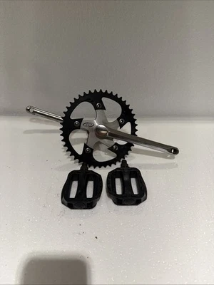 Juego de bielas BMX Powerlite vintage con piñón, pedales y rueda dentada Foto 1 de 4