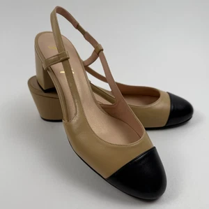 French Sole FS/NY Tuckernuck Slingback Baton Heels Napa/Black Size 9 NWT - Picture 1 of 9