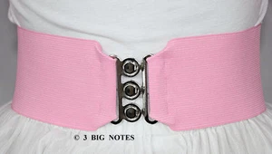 Pink Elastic Cinch Belt for Poodle Skirt _ 3" Wide _ Adult Size LARGE