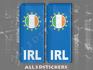 2 x Autocollant Résine 3D Plaque d'immatriculation Drapeau Irlande Voiture Moto - Bild 1 von 1