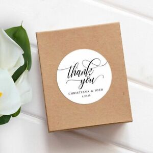 Personalised Thank You Favor Stickers Wedding Party Baptism Guest Gift Box Label