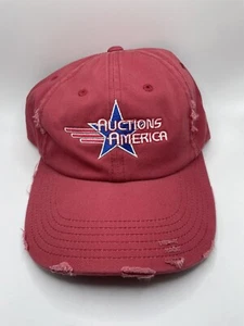 Auctions America Baseball Hat Red Distressed Embroidered Adjustable Cap District - Picture 1 of 7
