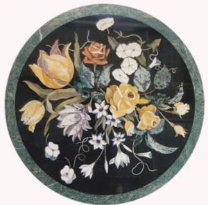 30" Marble Home Decor Table Top Semi Precious Stones Inlay Handicraft Work - Picture 1 of 1