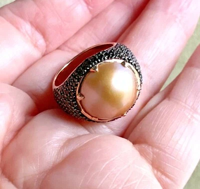 ANILLO MILOR ROSA BRONCE PERLA CULTIVADA TALLA 6 3/4 EE. UU. Foto 1 de 3